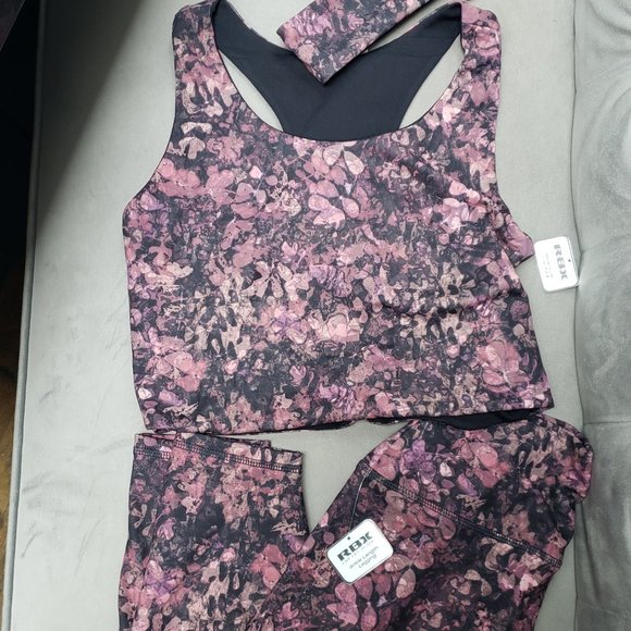 RBX 3 pc set   NWT  Size L  Color Pinks and black floral - Picture 1 of 6
